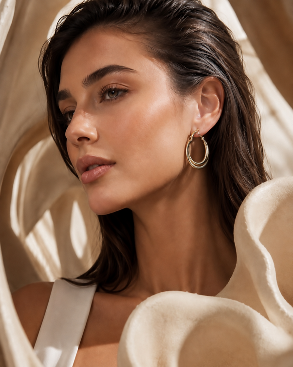 Twisted Triple Oval Hoop