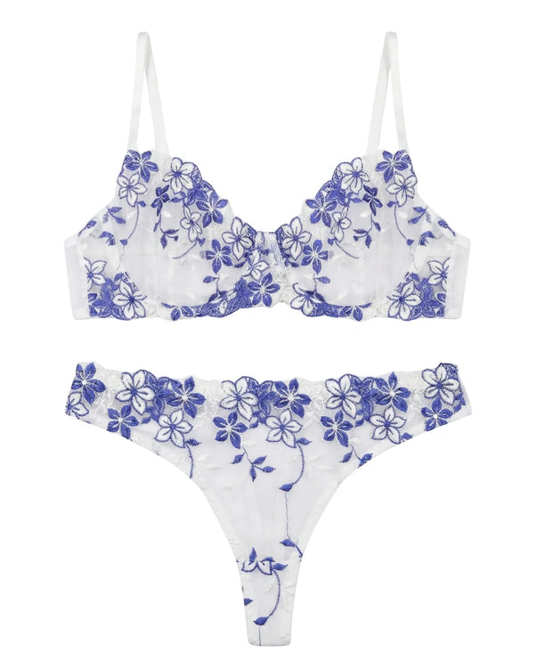 Sajiero Non Padded Bra Set - Grace Petal - White