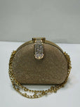 Sparkly Rhinestone Clasp Mini Hardcase Shoulder Bag for Women - Elegant Chain Strap Evening Party Purse