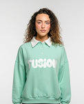 Sajiero Fleece Polo Style Sweatshirt - FUSION - Aqua