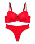 Sajiero Padded Bra Set - Perfect Curve - Red