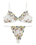 Sajiero Non Padded Bra Set - Noir Rose - White