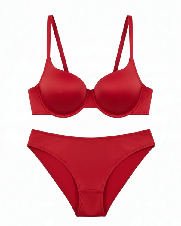 Sajiero Non-Padded Bra Set -  Camille - Red