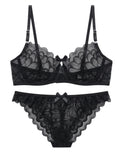 Sajiero Non Padded Bra Set - Seravine - Black