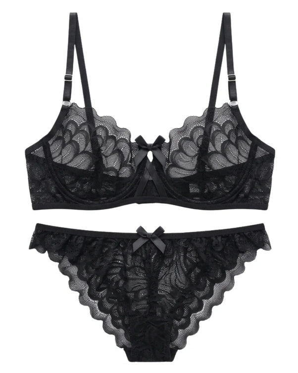 Sajiero Non Padded Bra Set - Seravine - Black