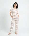 Sajiero Cotton PJ Set - Heart Bliss - White