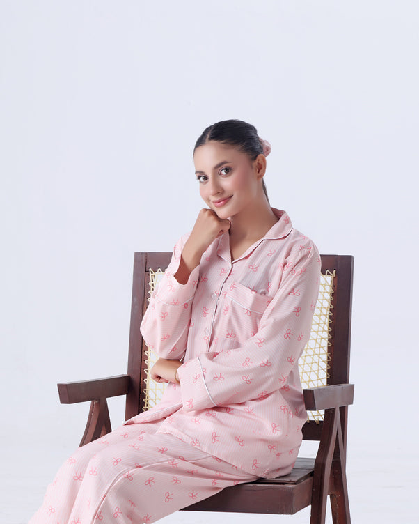 Sajiero Summer Pajama Suit - Pink Bow