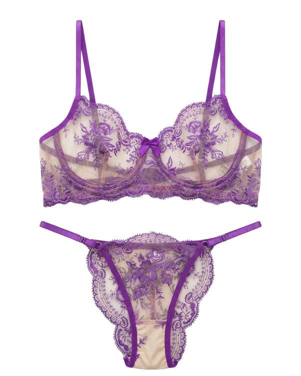 Sajiero Non Padded Bra Set - Florisse - Purple