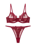 Sajiero Non Padded Bra Set - Midnight Sapphire - Maroon