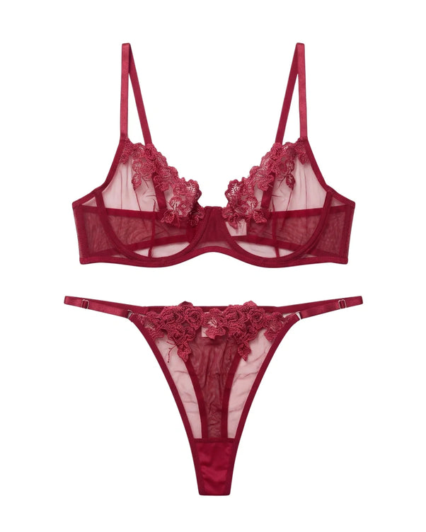 Sajiero Non Padded Bra Set - Midnight Sapphire - Maroon