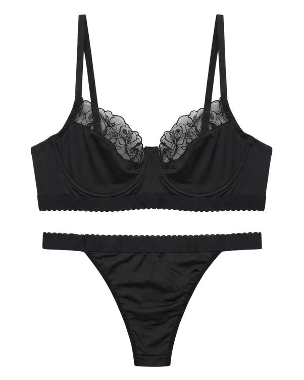 Sajiero Non Padded Underwired Bra Set - Lace Trim