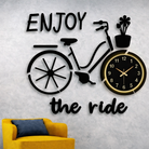 Large Size Enjoy The Ride Bicycle 3D Wooden Wall Clock for Living Room