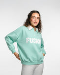 Sajiero Fleece Polo Style Sweatshirt - FUSION - Aqua