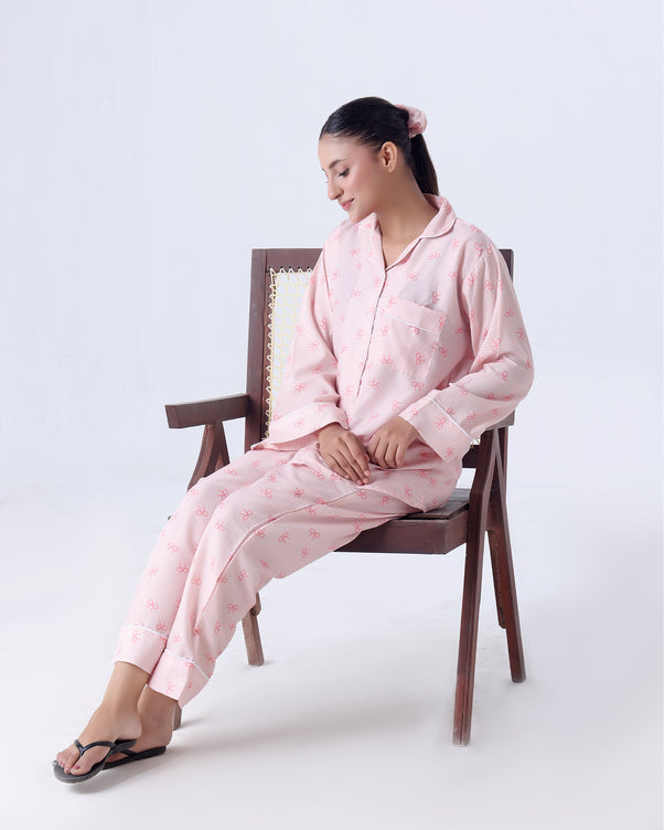 Sajiero Summer Pajama Suit - Pink Bow
