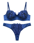 Sajiero Padded Bra Set - Sapphire Bloom - Blue