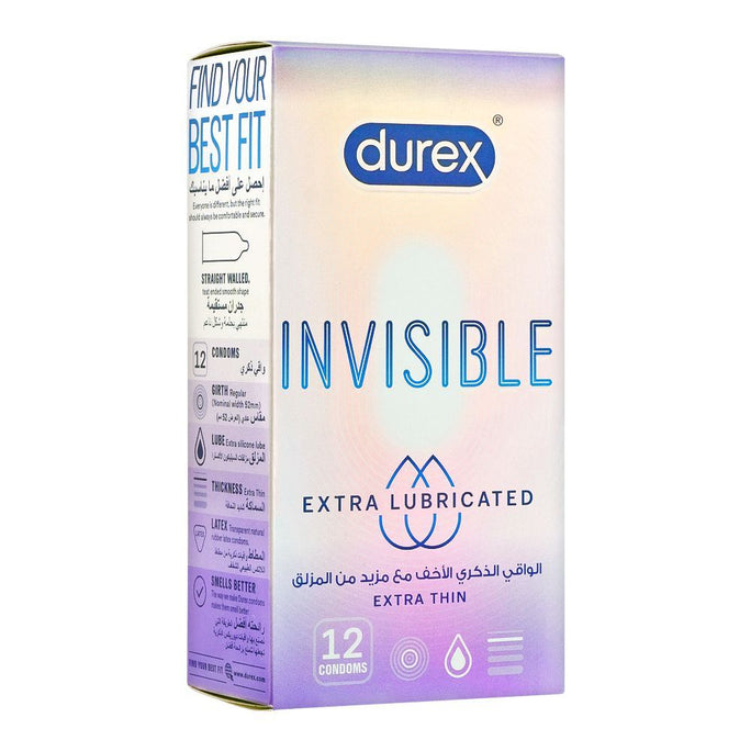 Durex Invisible Extra Lubricated Sensitive Pack Of 12