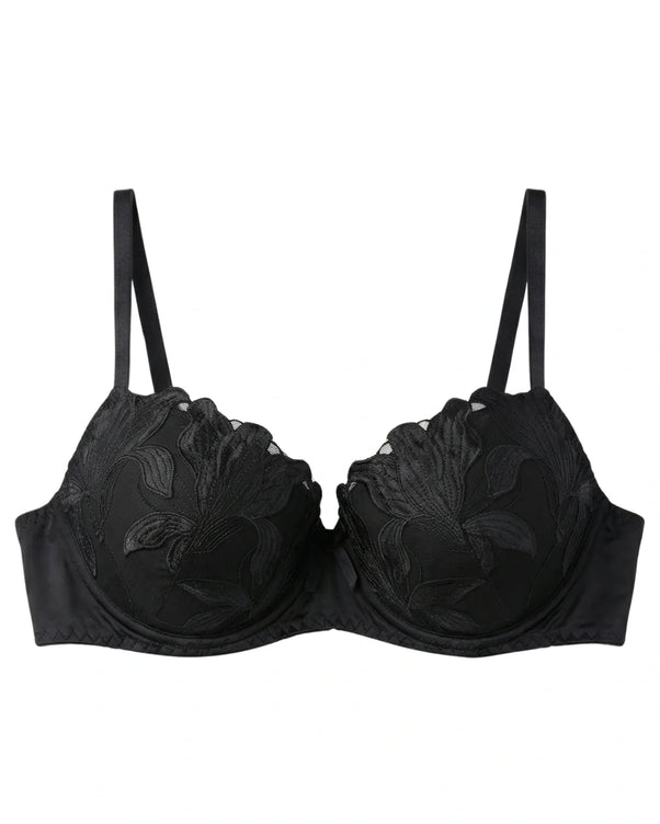 Sajiero Padded Bra Set - Sapphire Bloom - Black