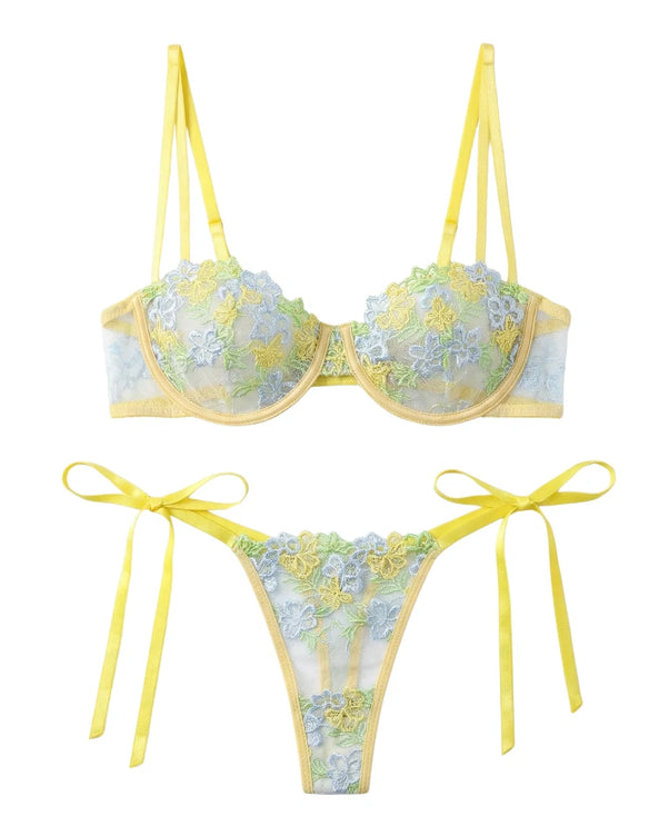 Sajiero Non Padded Underwired Bra Set - Floriva
