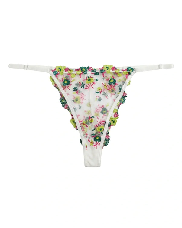 Sajiero Non Padded Bra Set - Noir Rose - White