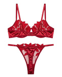 Sajiero Non Padded Bra Set - Roselle Bloom - Maroon