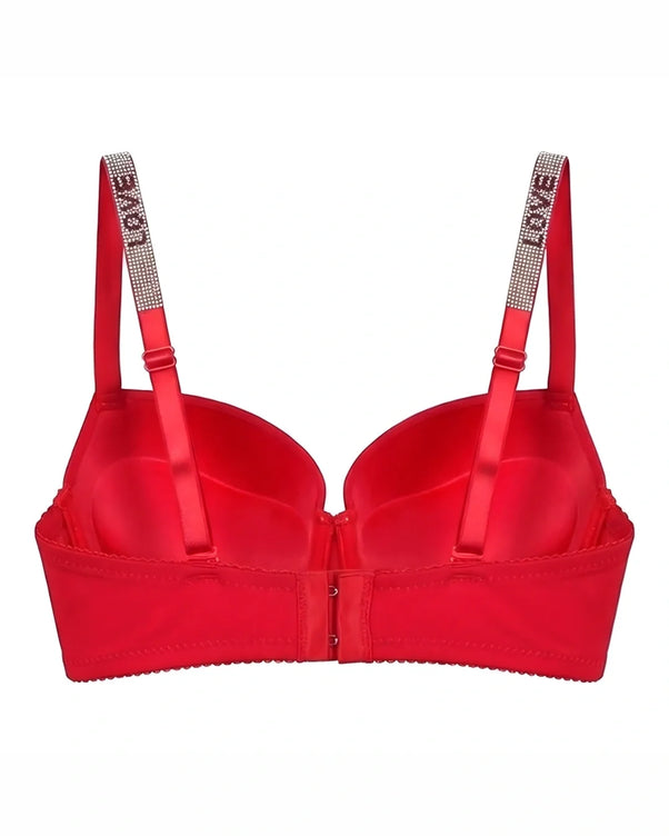 Sajiero Padded Bra Set - Perfect Curve - Red