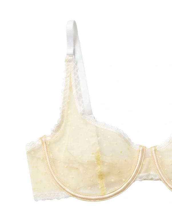 Sajiero Non Padded Underwired Bra Set - Dot Mesh
