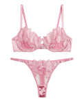 Sajiero Non Padded Bra Set - Roselle Bloom - Pink