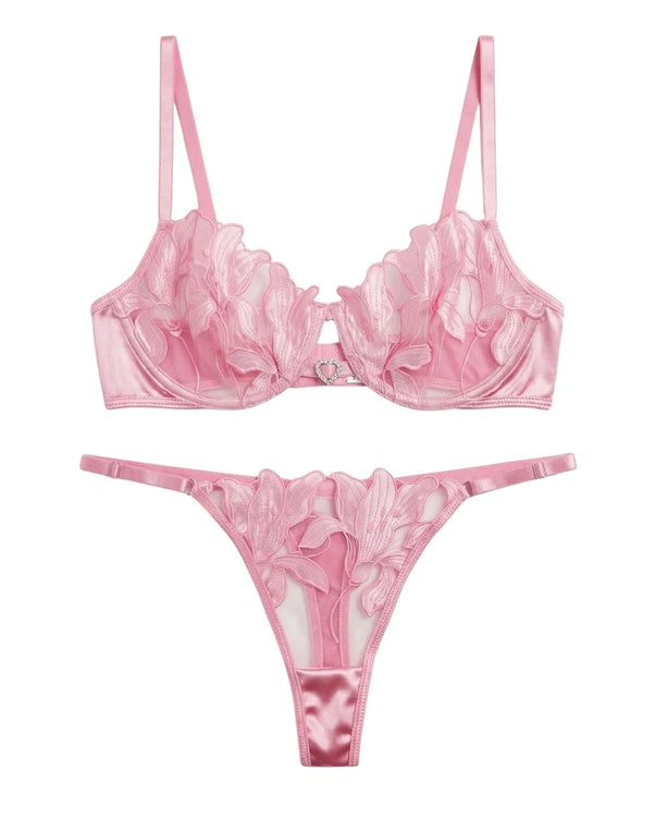 Sajiero Non Padded Bra Set - Roselle Bloom - Pink