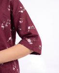 Sajiero Linen Oversized PJ Set - Floral Breeze - Maroon