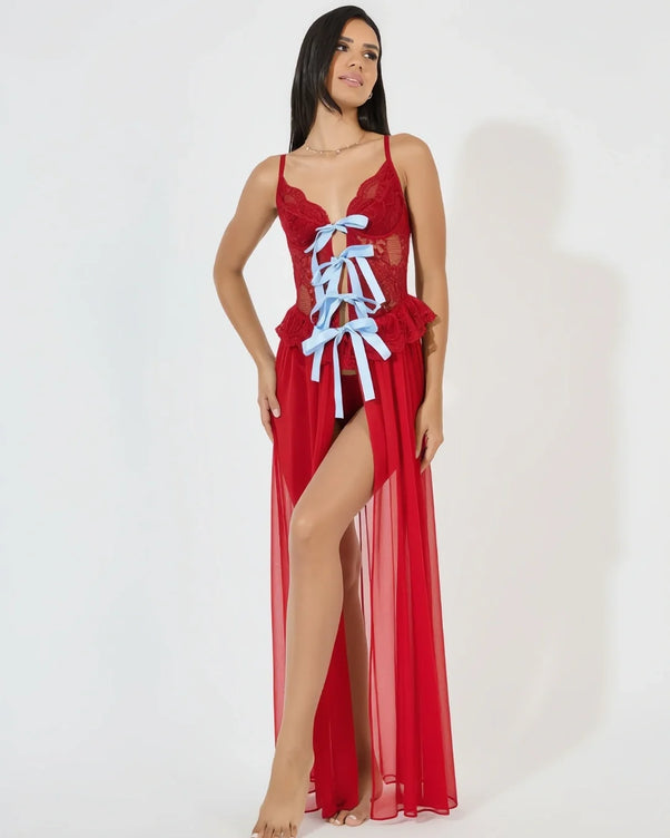 Sajiero Babydoll Lingerie  - Celestine - Red