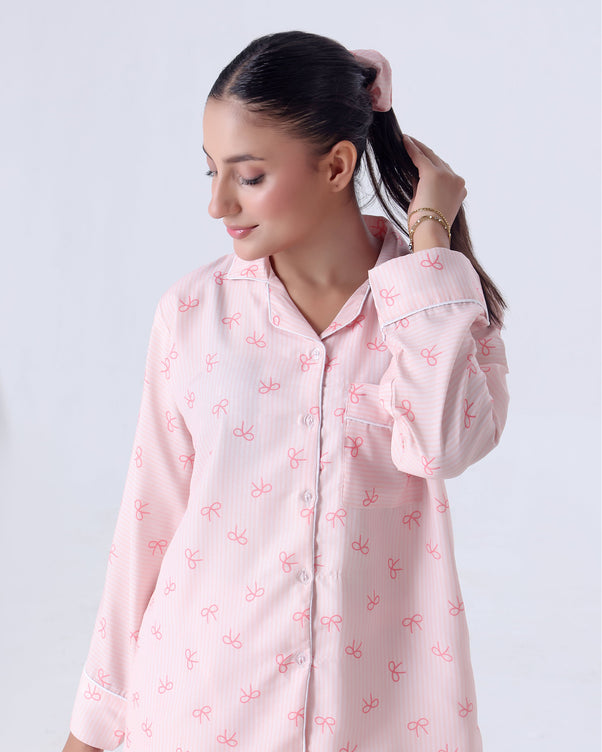 Sajiero Summer Pajama Suit - Pink Bow