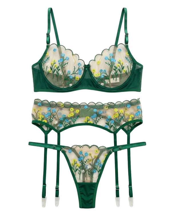 Sajiero Non Padded Bra Set - Elvoria - Green