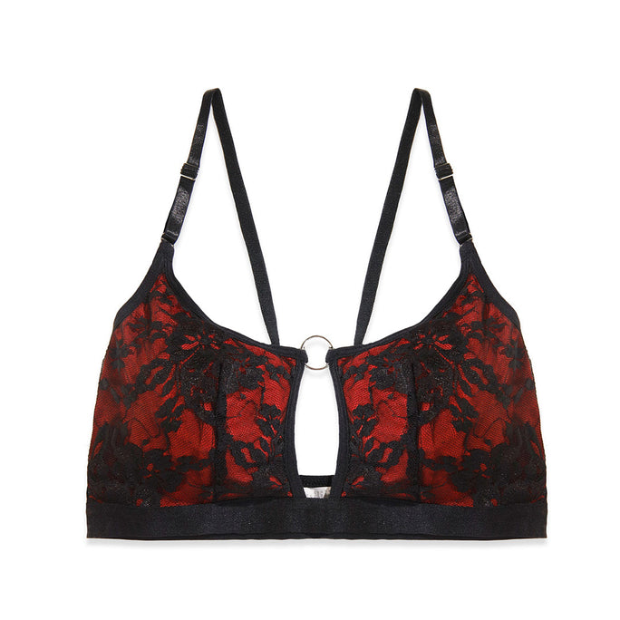 Sajiero Flora Maroon Embroidered Bra
