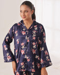Sajiero Silk Pajama Suit with Scrunchie - Blue Blush