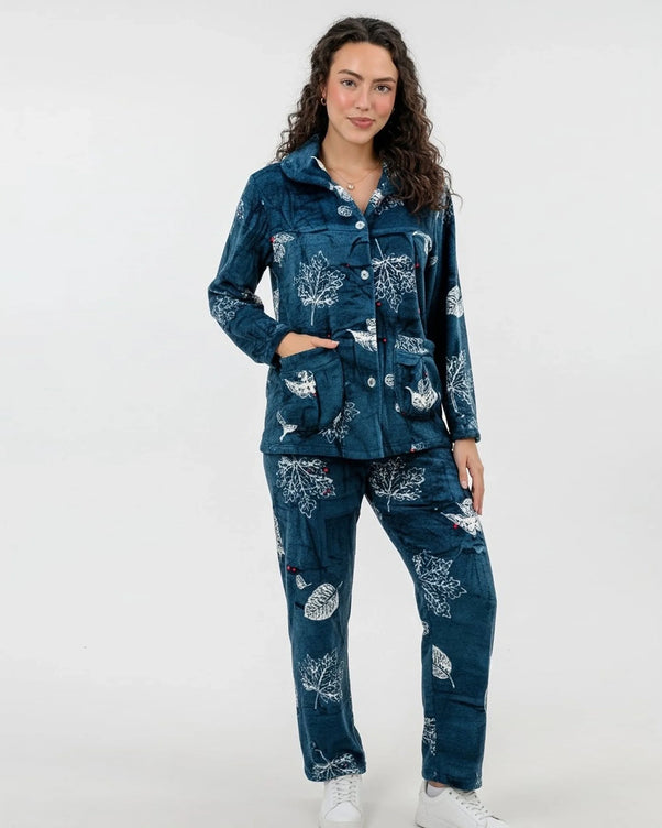 Sajiero Fleece Pajama Suit - Forest Calm