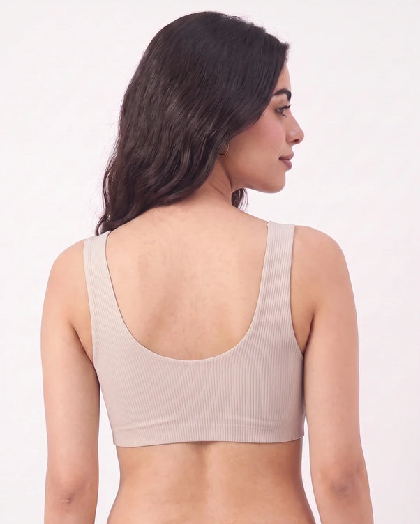 Sajiero Front-Button Bra - Zova - Champagne