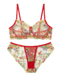 Sajiero Non Padded Bra Set - Fiora - Red