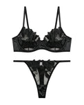 Sajiero Non Padded Bra Set - Petal Luxe - Black