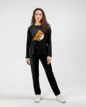 Sajiero Fleece Pajama Suit Bear - Black