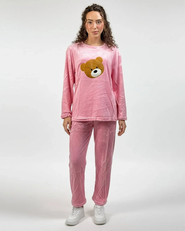 Sajiero Fleece Pajama Suit - Teddy Pink