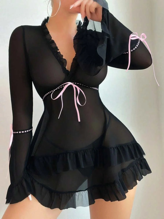Sajiero Babydoll Lingerie - Lunaira - Black