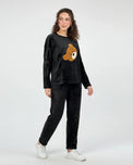 Sajiero Fleece Pajama Suit Bear - Black