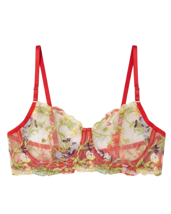 Sajiero Non Padded Bra Set - Fiora - Red