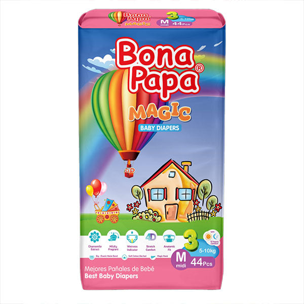 Bona Papa Magic Baby Diaper Medium Size 3 Pack 44 Pcs