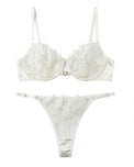 Sajiero Non Padded Bra Set - Roselle Bloom - White