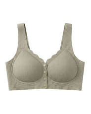Sajiero Front-Button Bra - Zova - Olive Green