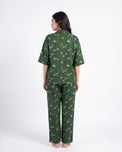 Sajiero Linen Oversized PJ Set - Floral Breeze - Green