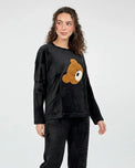 Sajiero Fleece Pajama Suit Bear - Black