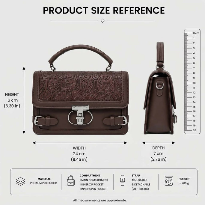 Trendy Leather Crossbody Shoulder Handbag for Women - Classic Lock Accent Top Handle Purse