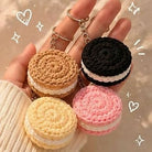 Crochet cute Cookie Oreo circle biscuit pattern fashion handmade Keychain